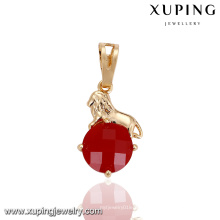 32875 Xuping colgante de lujo de oro de grado superior pavimenta diseños de joyas de oro de un solo rubí